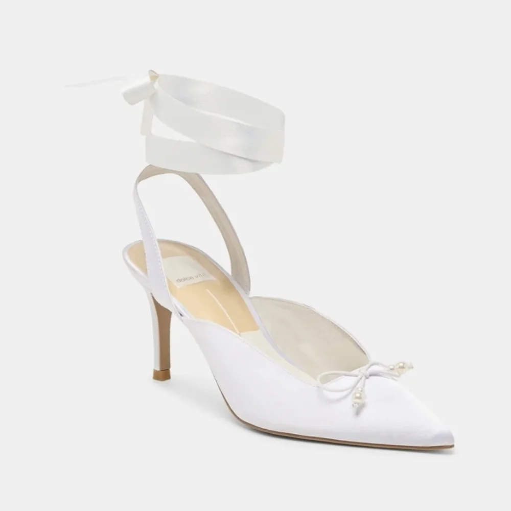 🤍▪️Dolce Vita▪️True White Satin  EFORA  Heels Size 9.5